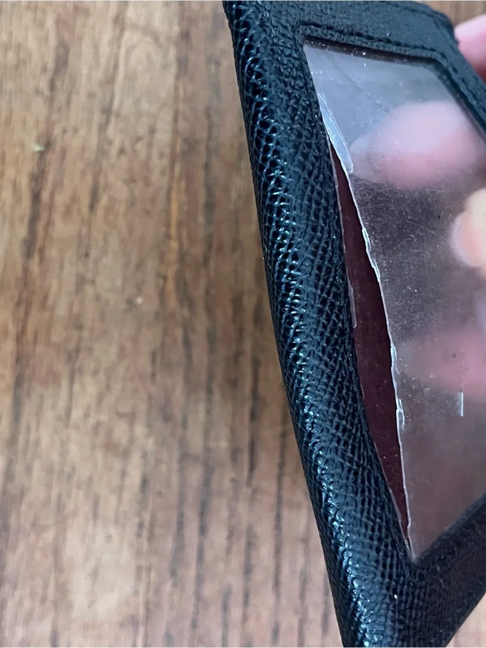 COACH Black Pebbled Leather Zip Card Wallet with Gold Logo